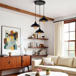 Ledsone 3 Head Vintage Black Gold Line Metal Pendant Light For Kitchen Bedroom Living Room And Dining Room - thumbnail 4