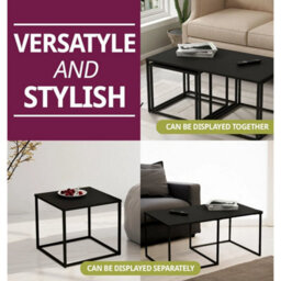 Nesting Tables, 3 Black Metal Coffee Table Set, Centre Table For Living Room - thumbnail 5