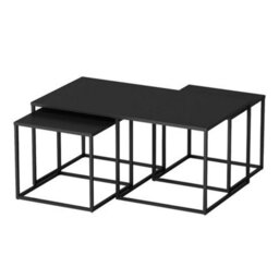 Nesting Tables, 3 Black Metal Coffee Table Set, Centre Table For Living Room - thumbnail 1