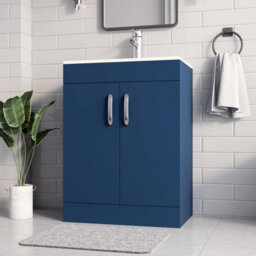 Belofay 600mm Bathroom Vanity Unit With Basin, White Ceramic Bathroom Sink With Trap And Waste, No Tap Included(New York Blue) - thumbnail 7
