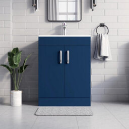 Belofay 600mm Bathroom Vanity Unit With Basin, White Ceramic Bathroom Sink With Trap And Waste, No Tap Included(New York Blue) - thumbnail 6