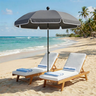 Outsunny 1.8 M Beach Umbrella Parasol With Sand Anchor, Tilt, Dark Grey - image 1