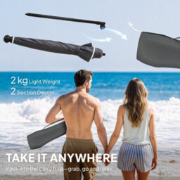 Outsunny 1.8 M Beach Umbrella Parasol With Sand Anchor, Tilt, Dark Grey - thumbnail 8