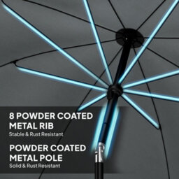 Outsunny 1.8 M Beach Umbrella Parasol With Sand Anchor, Tilt, Dark Grey - thumbnail 7