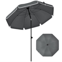 Outsunny 1.8 M Beach Umbrella Parasol With Sand Anchor, Tilt, Dark Grey - thumbnail 2