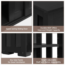 Yaheetech Sideboard Buffet Cabinet With Sliding Door Black - thumbnail 4