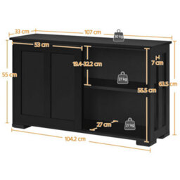 Yaheetech Sideboard Buffet Cabinet With Sliding Door Black - thumbnail 3