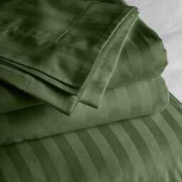 Ameha Olive Green Striped Microfibre Bedding Set King, Reversible & Breathable Duvet Cover, Fitted Sheet & Pillowcases - thumbnail 7