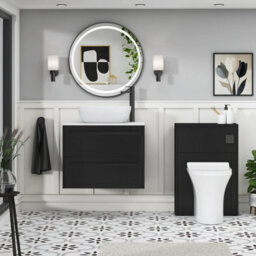 Royal Bathrooms Royal Bathroom Elmore 700mm Matt Nocturne Black Wall Mounted Bathroom Vanity Unit 2 Drawer Plain White Worktop With Elva Basin - thumbnail 5
