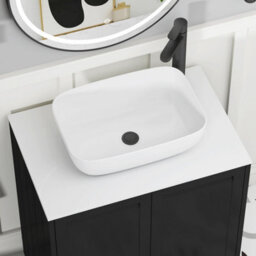 Royal Bathrooms Royal Bathroom Elmore 700mm Matt Nocturne Black Wall Mounted Bathroom Vanity Unit 2 Drawer Plain White Worktop With Elva Basin - thumbnail 4