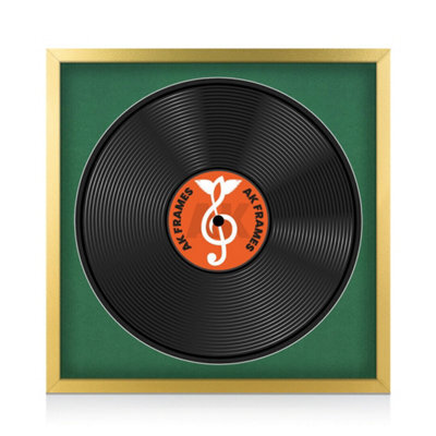 "16X16"" Gold Sleek Vinyl Record Frame With Emerald Mount For 12 Inch Lp Disc - Ak Frames" - image 1