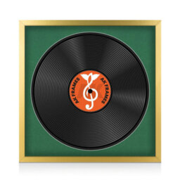 "16X16"" Gold Sleek Vinyl Record Frame With Emerald Mount For 12 Inch Lp Disc - Ak Frames"