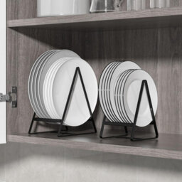Taylor & Brown 2Pc Black Triangle Plate Holder Organiser, Upright Cabinet Dish Drying Rack, Metal Plate Dish Organisers - thumbnail 4