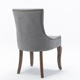 HomeTouch Set Of 2 Luxe Upholstered Dining Chairs, Plush Comfort Kitchen Chairs With Vintage Nailhead Trim & Premium Oak Wood Legs Grey - thumbnail 6