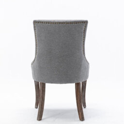 HomeTouch Set Of 2 Luxe Upholstered Dining Chairs, Plush Comfort Kitchen Chairs With Vintage Nailhead Trim & Premium Oak Wood Legs Grey - thumbnail 8