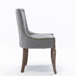 HomeTouch Set Of 2 Luxe Upholstered Dining Chairs, Plush Comfort Kitchen Chairs With Vintage Nailhead Trim & Premium Oak Wood Legs Grey - thumbnail 9