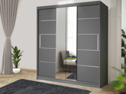 RAC3 Sliding Wardrobe Led Mirror Space Saving Bedroom Wardrobe, Contemporary Bedroom Sliding Wardrobe & Mirror Wardrobe (Grey, 180Cm) - thumbnail 1