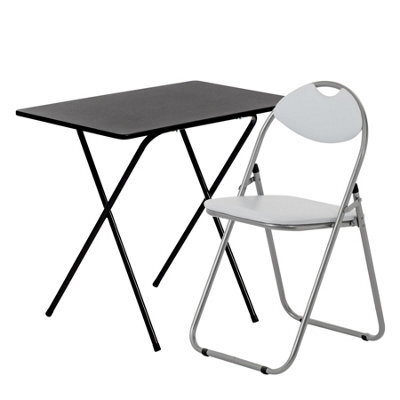 Harbour Housewares Wooden Folding Desk & Chair Set - Black/white - image 1
