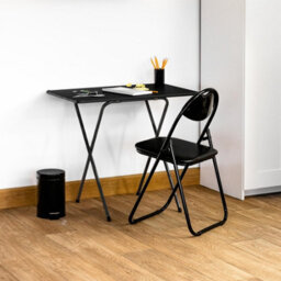 Harbour Housewares Wooden Folding Desk & Chair Set - Black/white - thumbnail 5