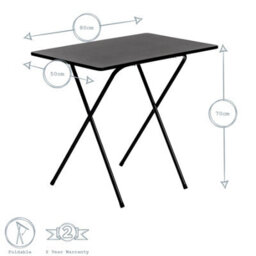 Harbour Housewares Wooden Folding Desk & Chair Set - Black/white - thumbnail 3