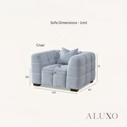 Aluxo Tribeca Single Sofa 1 Seater Arm Chair Lounge Oatmeal Beige Boucle Fabric - thumbnail 2