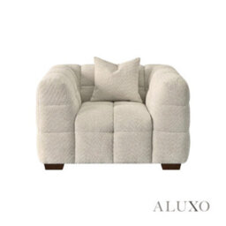 Aluxo Tribeca Single Sofa 1 Seater Arm Chair Lounge Oatmeal Beige Boucle Fabric - thumbnail 3