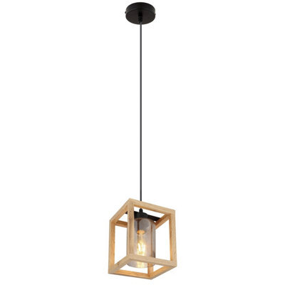Luminosa Lighting Luminosa Pettey Pendant Ceiling Light Matt Black Smoke With Air Bubbles Glass Shade 1X E27 - image 1