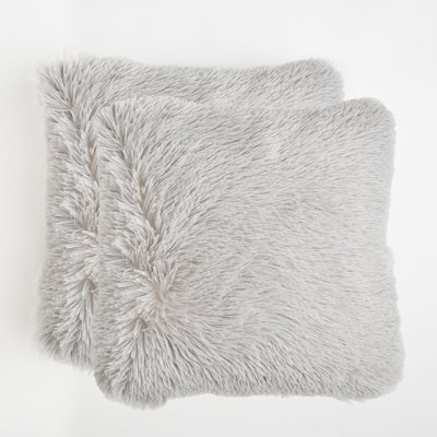 Sienna Set Of 2 Fluffy Shaggy Filled Cushion With Cover Square - image 1