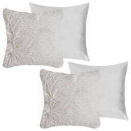 Sienna Set Of 2 Fluffy Shaggy Filled Cushion With Cover Square - thumbnail 3
