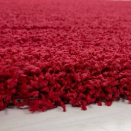 Uetian Red Shaggy Rug Small Soft Pile Rug For Doorway Bedside Nursery Area (60 X 110 Cm) - thumbnail 2