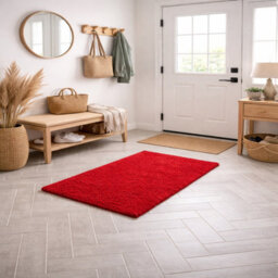 Uetian Red Shaggy Rug Small Soft Pile Rug For Doorway Bedside Nursery Area (60 X 110 Cm) - thumbnail 4