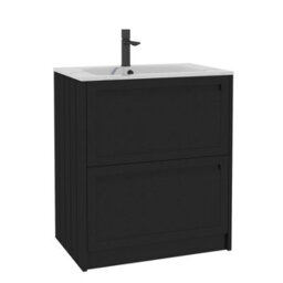Royal Bathrooms Elmore 700mm Traditional Floor Standing 2 Drawer Vanity Unit With Sintered Stone Basin Sink - Matt Nocturne Black - thumbnail 6