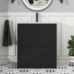 Royal Bathrooms Elmore 700mm Traditional Floor Standing 2 Drawer Vanity Unit With Sintered Stone Basin Sink - Matt Nocturne Black - thumbnail 3