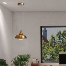 Vintage Industrial Yellow Brass Metal Lampshade 22Cm For Living Room & Kitchen - thumbnail 4