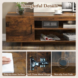 Gainoom Brown Tv Stand For Tvs Up To 70 Inches 152 Cm Entertain Center With Power Outlet & 2 Cable Holes - thumbnail 9