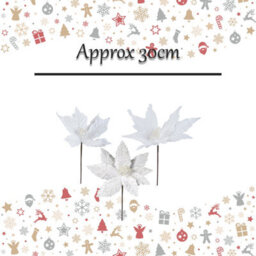 Glitter Flower Picks Christmas Decoration Ornament X 1 30Cm White - thumbnail 2