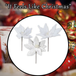 Glitter Flower Picks Christmas Decoration Ornament X 1 30Cm White - thumbnail 7