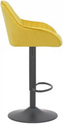 Lamboro Velluto Velvet Kitchen Bar Stool, Padded Seat & Backrest, Matt Black Footrest & Stem, Height Adjustable Swivel Gas Lift, Mustard - thumbnail 2