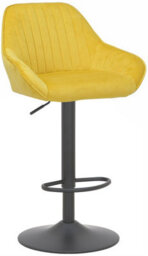 Lamboro Velluto Velvet Kitchen Bar Stool, Padded Seat & Backrest, Matt Black Footrest & Stem, Height Adjustable Swivel Gas Lift, Mustard - thumbnail 1