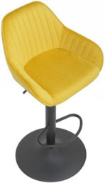 Lamboro Velluto Velvet Kitchen Bar Stool, Padded Seat & Backrest, Matt Black Footrest & Stem, Height Adjustable Swivel Gas Lift, Mustard - thumbnail 6