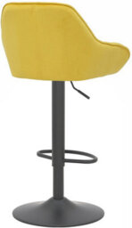 Lamboro Velluto Velvet Kitchen Bar Stool, Padded Seat & Backrest, Matt Black Footrest & Stem, Height Adjustable Swivel Gas Lift, Mustard - thumbnail 4
