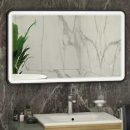 RAK Ceramics Rak Art Soft 1000X600mm Matt Black Rectangular Illuminated Bathroom Mirror With Touch Sensor & Demister Pad, Ip44