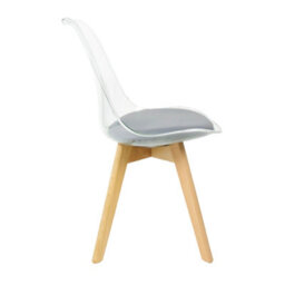 Fusion Living Soho Clear And Dark Grey Plastic Dining Chair With Squared Light Wood Legs - thumbnail 6