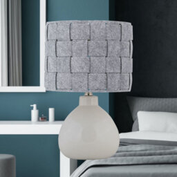 First Choice Lighting Set Of 2 Tuscan White Ceramic Lamps With Grey Felt Shade - thumbnail 7