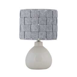 First Choice Lighting Set Of 2 Tuscan White Ceramic Lamps With Grey Felt Shade - thumbnail 2