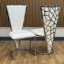 Home Luxe Interiors Set Of 2 Vienna Dining Chairs Mink Cream & Silver - thumbnail 5