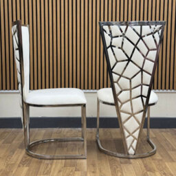 Home Luxe Interiors Set Of 2 Vienna Dining Chairs Mink Cream & Silver - thumbnail 3