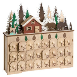 Beliani Christmas Decoration Led Helin Advent Calendar 33 Cm Light Brown - thumbnail 4