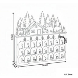 Beliani Christmas Decoration Led Helin Advent Calendar 33 Cm Light Brown - thumbnail 3