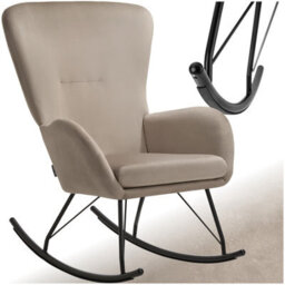 Tectake 1 Rocking Chair Swing - Armchair With Steel Runners And Thick Padding  - Black/taupe